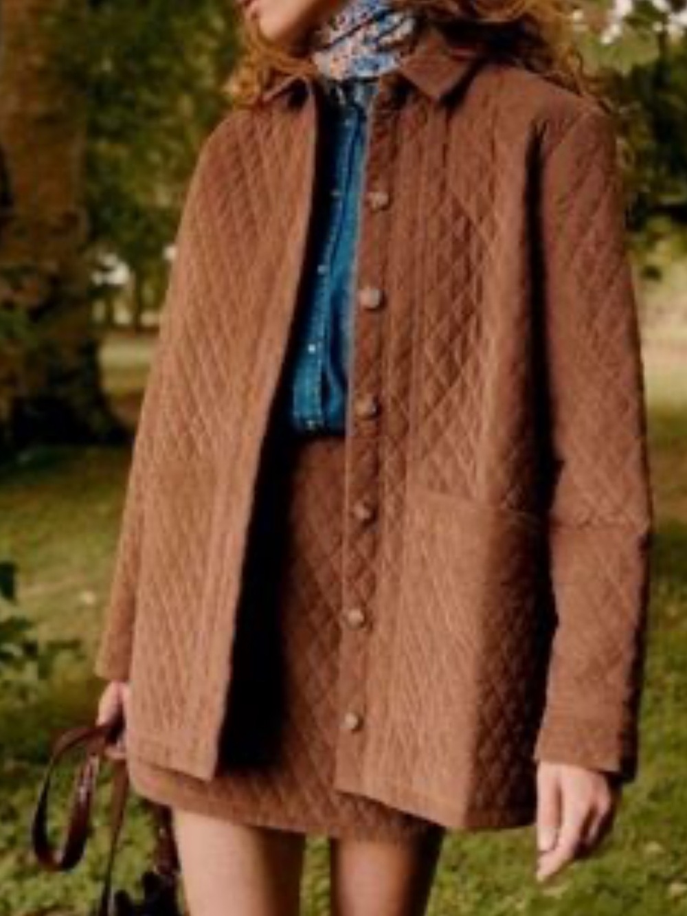 Sezane Quilted Brown Women's Jacket